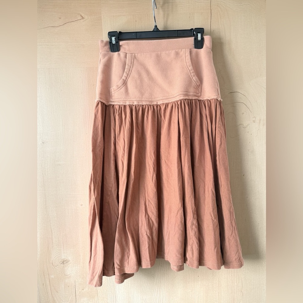 Free People Dusty Peach Smocked Maxi Skirt